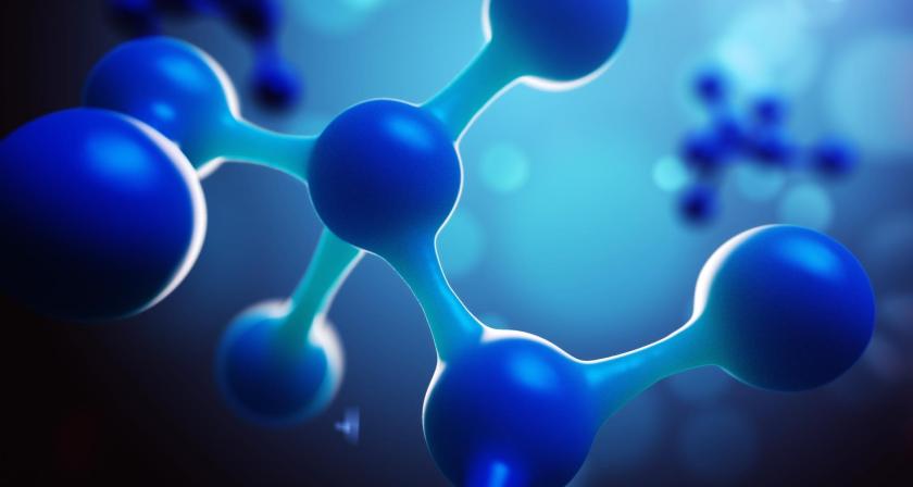 3d illustration of molecule model. Science or medical background with molecules and atoms